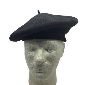 Vtg Kitter Black Wool Felt Beret Hat Ultrabasque Unisex Hipster Artist Czech
